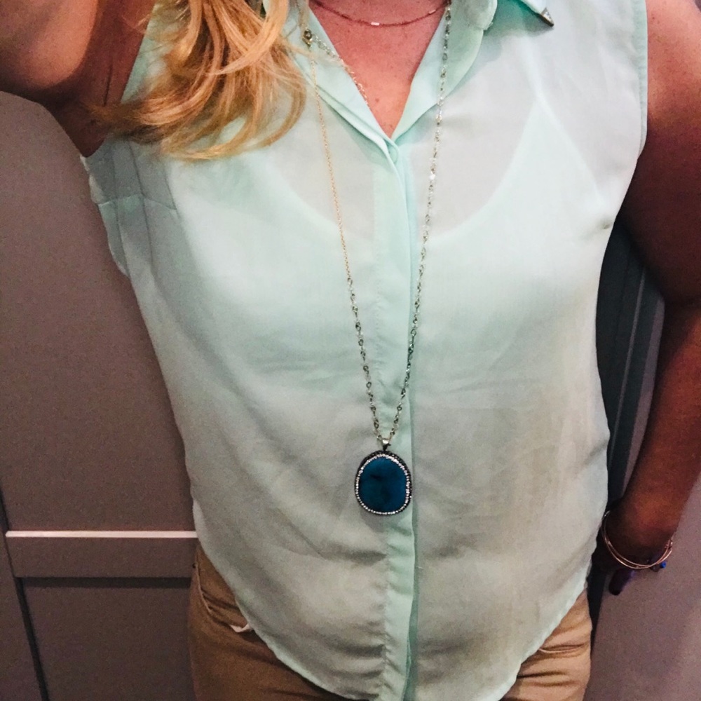 Beautiful Mint Blouse with Gold Pops